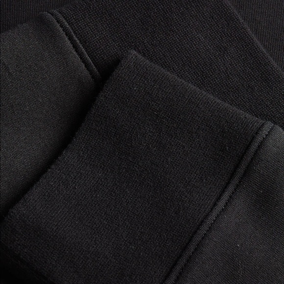 EXPRESS Solid Double Knit Relaxed Hoodie - BLACK - Picture 8 of 9